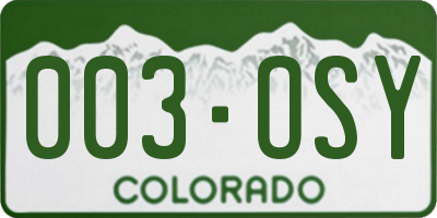 CO license plate 003OSY