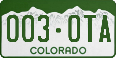 CO license plate 003OTA
