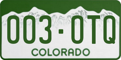 CO license plate 003OTQ