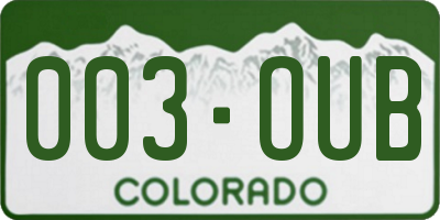 CO license plate 003OUB