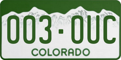 CO license plate 003OUC