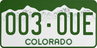 CO license plate 003OUE