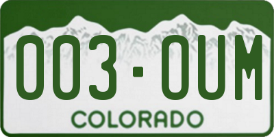 CO license plate 003OUM