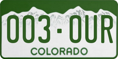 CO license plate 003OUR