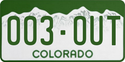 CO license plate 003OUT