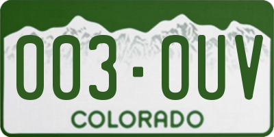 CO license plate 003OUV
