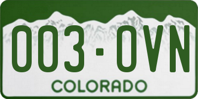 CO license plate 003OVN