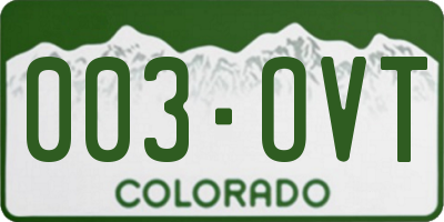 CO license plate 003OVT