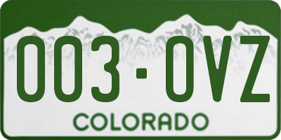 CO license plate 003OVZ
