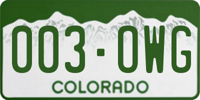 CO license plate 003OWG