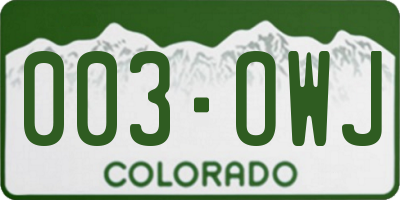 CO license plate 003OWJ