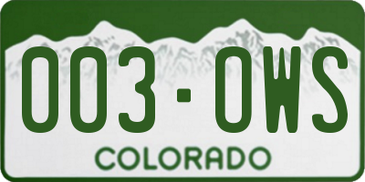 CO license plate 003OWS