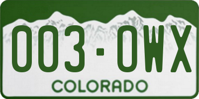 CO license plate 003OWX