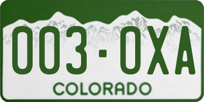 CO license plate 003OXA
