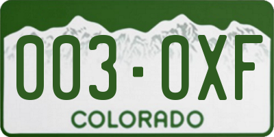 CO license plate 003OXF