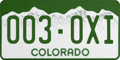 CO license plate 003OXI