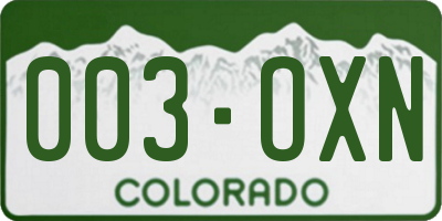 CO license plate 003OXN
