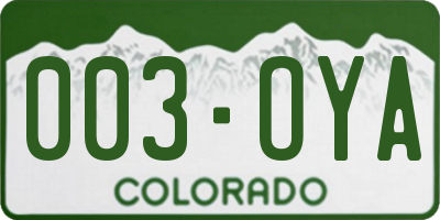 CO license plate 003OYA