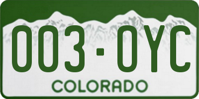CO license plate 003OYC