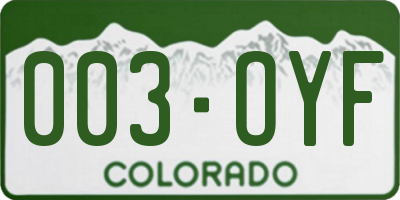CO license plate 003OYF