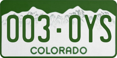 CO license plate 003OYS