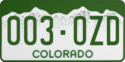 CO license plate 003OZD