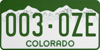 CO license plate 003OZE