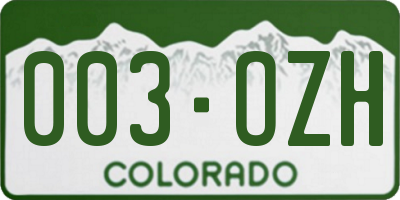 CO license plate 003OZH
