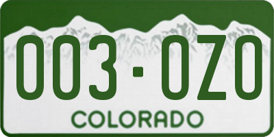 CO license plate 003OZO