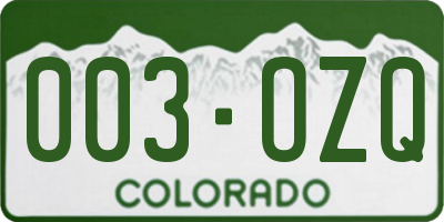 CO license plate 003OZQ