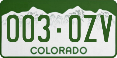 CO license plate 003OZV