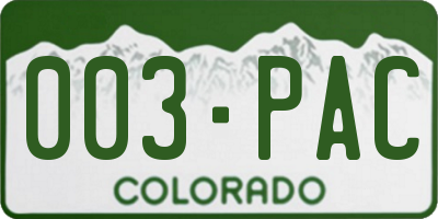 CO license plate 003PAC