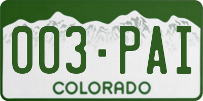 CO license plate 003PAI