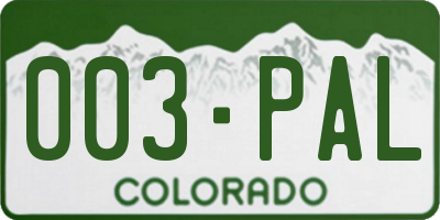 CO license plate 003PAL