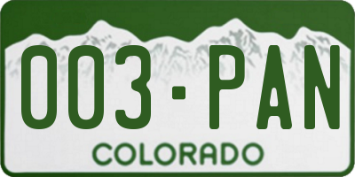 CO license plate 003PAN
