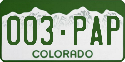 CO license plate 003PAP