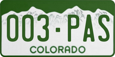 CO license plate 003PAS