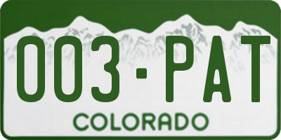 CO license plate 003PAT