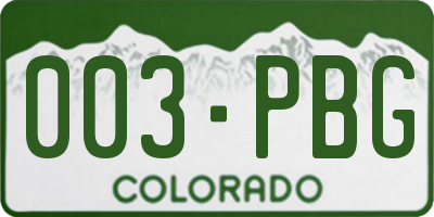CO license plate 003PBG