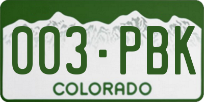 CO license plate 003PBK