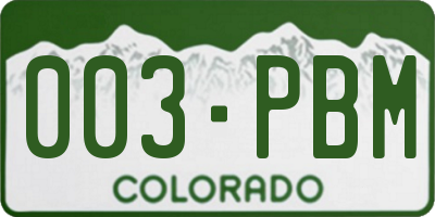 CO license plate 003PBM