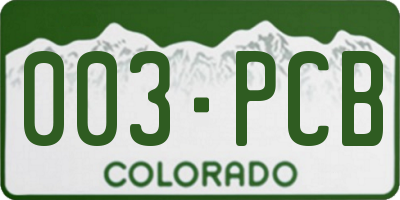 CO license plate 003PCB