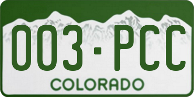 CO license plate 003PCC