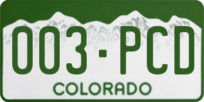 CO license plate 003PCD