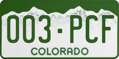 CO license plate 003PCF