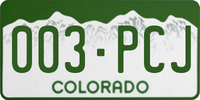 CO license plate 003PCJ