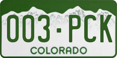 CO license plate 003PCK