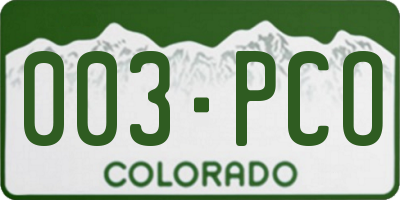 CO license plate 003PCO