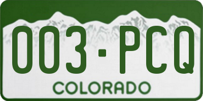 CO license plate 003PCQ