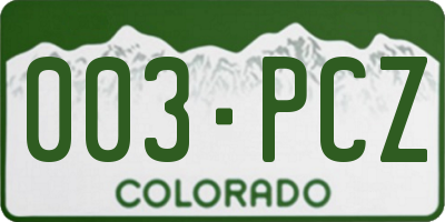 CO license plate 003PCZ